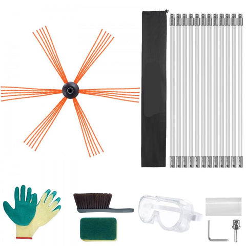 39 Feet Chimney Sweep Kit, w/ 12 Reinforced Nylon Flexible Rods, Ergonomic Chimney Cleaning Brush, 360-Degree Brush Chimney Cleaner, Rich Accessories for Fireplace Flue Home Use Fits most Pipes