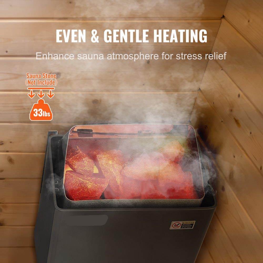 Sauna Heater, 9KW 220V Electric Sauna Stove, Steam Bath Sauna Heater with External Digital Controller, 3h Timer and Adjustable Temp for Max. 317-459 Cubic Feet, Home Hotel Spa Shower Use, FCC Certification