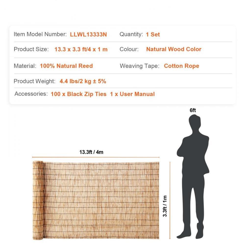 Reed Fence Backyard Landscaping Privacy Blind Fencing Screen 13.3' x 3.3'