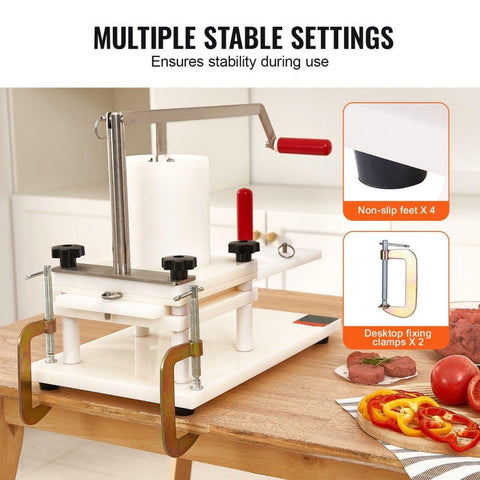Commercial Burger Patty Maker, 3 Convertible Mold(2/4/5-inch) Manual Beef Patty Maker, 1.5KG Large-Capacity Hopper Hamburger Press Machine, PE Meat Forming Processor with Handle & Patty Paper