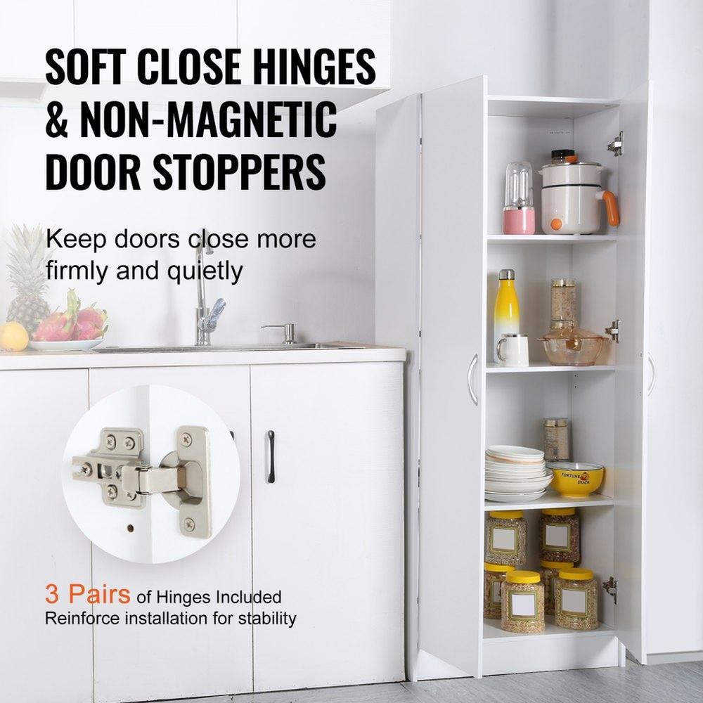 Kitchen Pantry Cabinet 60" Tall Food Pantry Storage Cabinet 110LB Loading