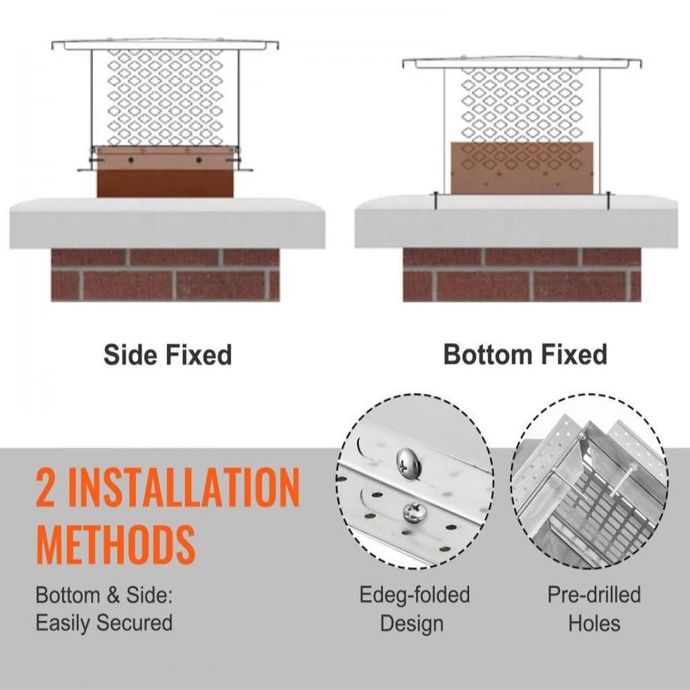 Chimney Cap, 9 x 9 inch, 304 Stainless Steel Fireplace Chimney Cover, Not Easily Toppled & Practical Accessories & Easy Installation, Fits Mesh Flue Covers Outside Clay Flue Shingles, Silver
