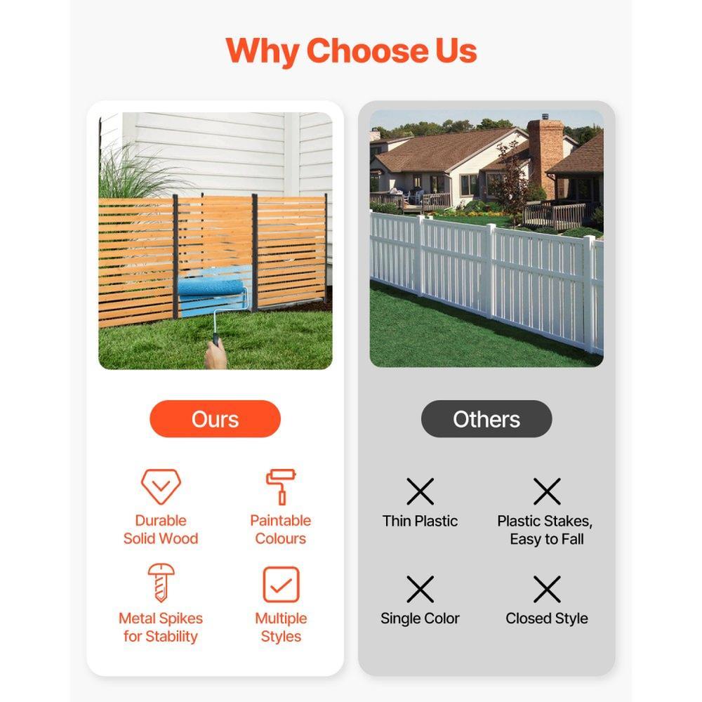 Wood Privacy Fence One Panel Slatted Air Conditioner Cover 39 inch Wide x 61 inch Long