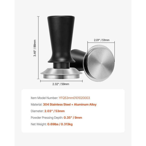 Espresso Tamper 51mm, Spring Loaded Coffee Tamper, 30 lbs Tamper Tool Espresso, Stainless Tamper with Non-Slip Grip