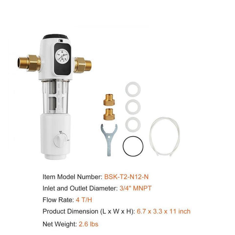 Spin Down Filter, 40 Micron Whole House Sediment Filter for Well Water, 3/4" MNPT, 4 T/H High Flow Rate, for Whole House Water Filtration Systems, Well Water Sediment Filter
