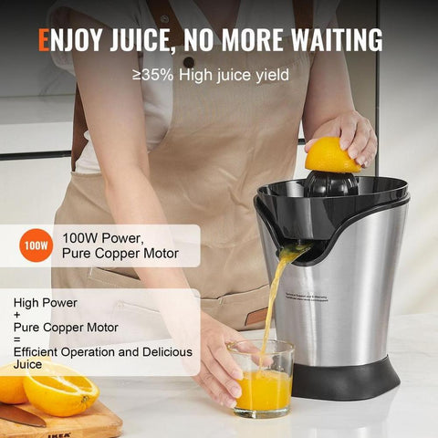 Electric Citrus Juicer, Orange Juice Squeezer With One Juicing Cone, 100W Stainless Steel Filter Orange Juice Maker, Easy To Clean For Oranges, Grapefruits, Lemons And Other Citrus Fruits