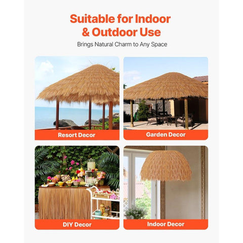 1.3x3.2 ft Artificial Thatch Roofing Mexican Style Tiki Hut Grass Skirt Roof