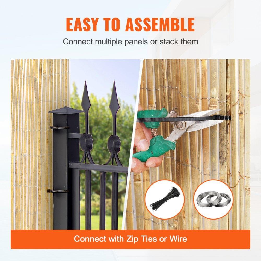 Natural Bamboo Slat Screening Privacy Bamboo Slat Fence 3 ft H x 19.6 ft L