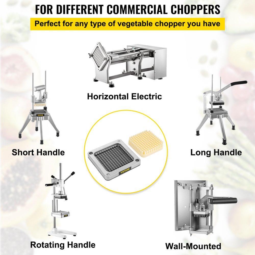 Replacement Chopper Blade, 1/4 inch, 3 PCS French Fry Blade Assembly with 6 Extra Knives, Stainless Steel Dicer Parts and Push Block for Cutting Potatoes Carrots Onions Cucumbers Mushrooms