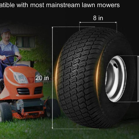 Lawn Mower Tires with Rim, 20x8-8" Tubeless Tractor Tires, 2-Pack Tire, S-Turf Pneumatic Tires with 3.5" Offset Hub and 3/4" Bushing Size, for Riding Mowers Lawn Tractors