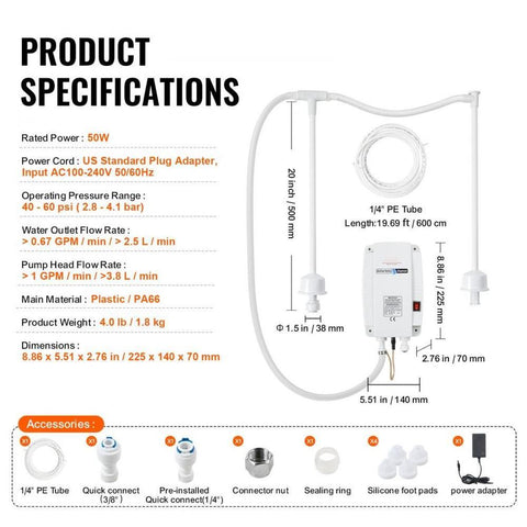Bottled Water Dispenser Pump System, 2x5 Gallon Dispensing System, Automatic Electric Water Dispenser, Double-Pipe Water Jug Pump, Compatible Use with Coffee/Tea Machine, Refrigerator, Ice Maker