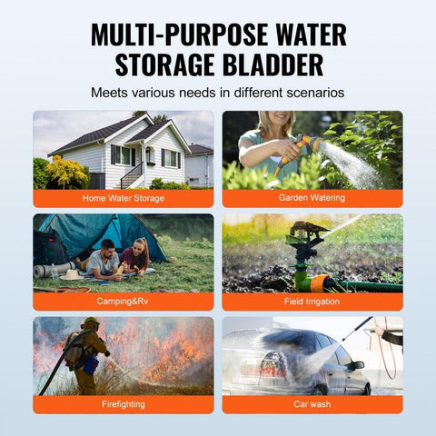 Portable Water Storage Bladder 87 Gallon PVC Collapsible Water Tank Black