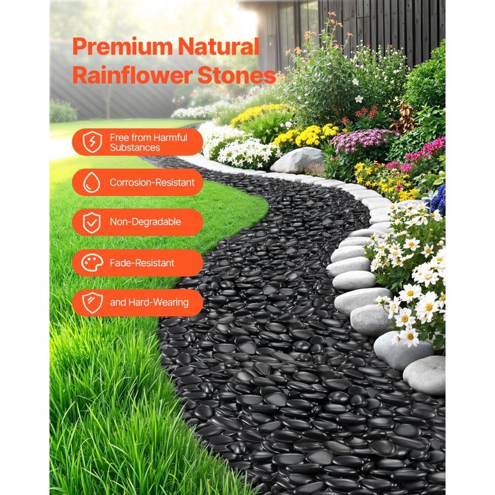 15 lbs Natural River Rocks 1 to 2 inch Smooth Black Pebble Stones for Garden Decor and Landscaping
