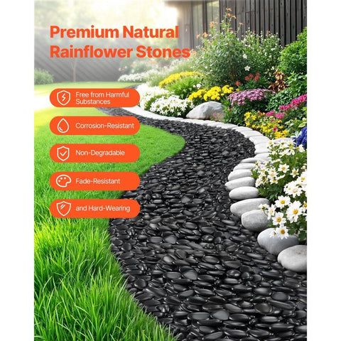 15 lbs Natural River Rocks 1 to 2 inch Smooth Black Pebble Stones for Garden Decor and Landscaping