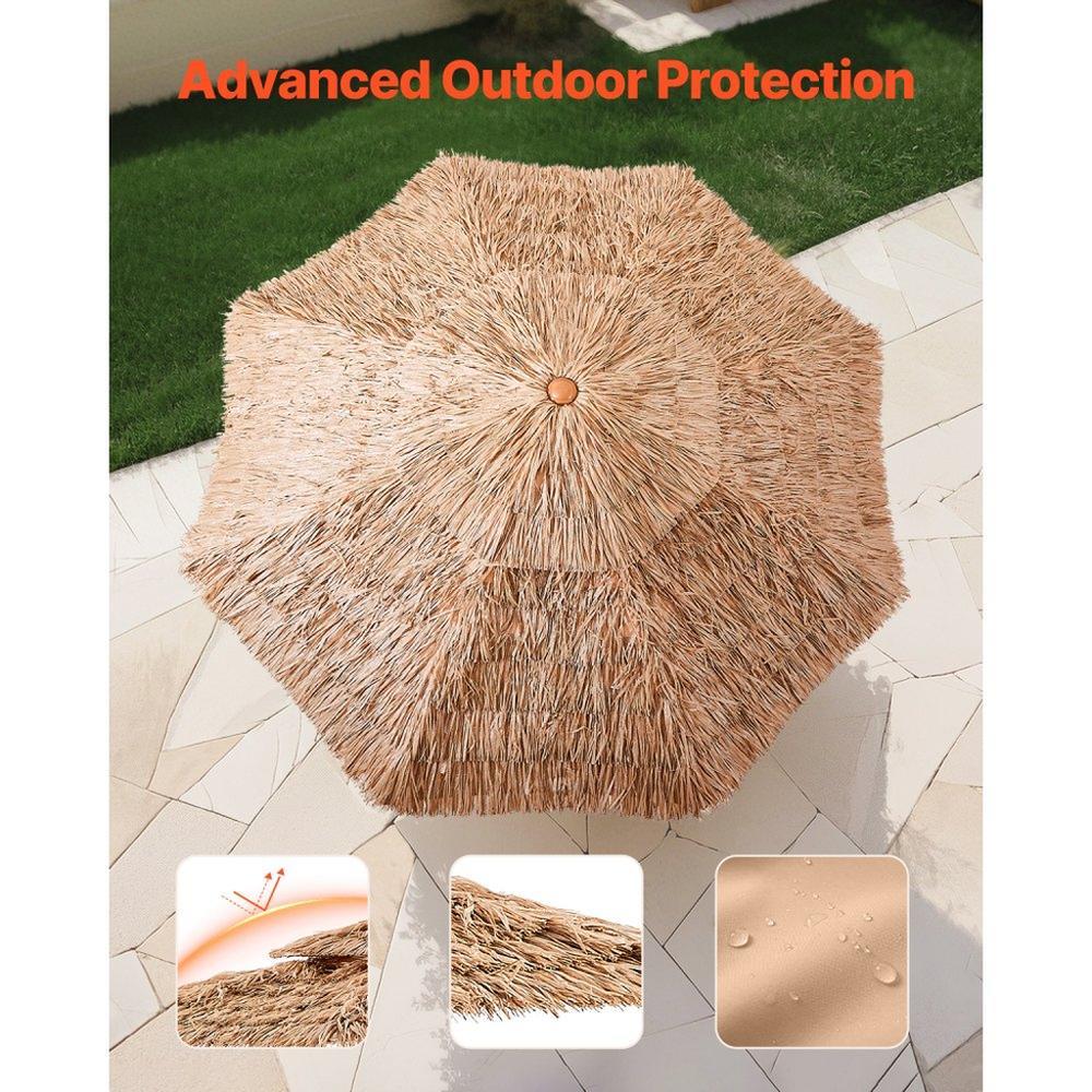 Tiki Umbrella 2-Tier Thatched Patio Umbrella 9 ft for Pool Patio Beach