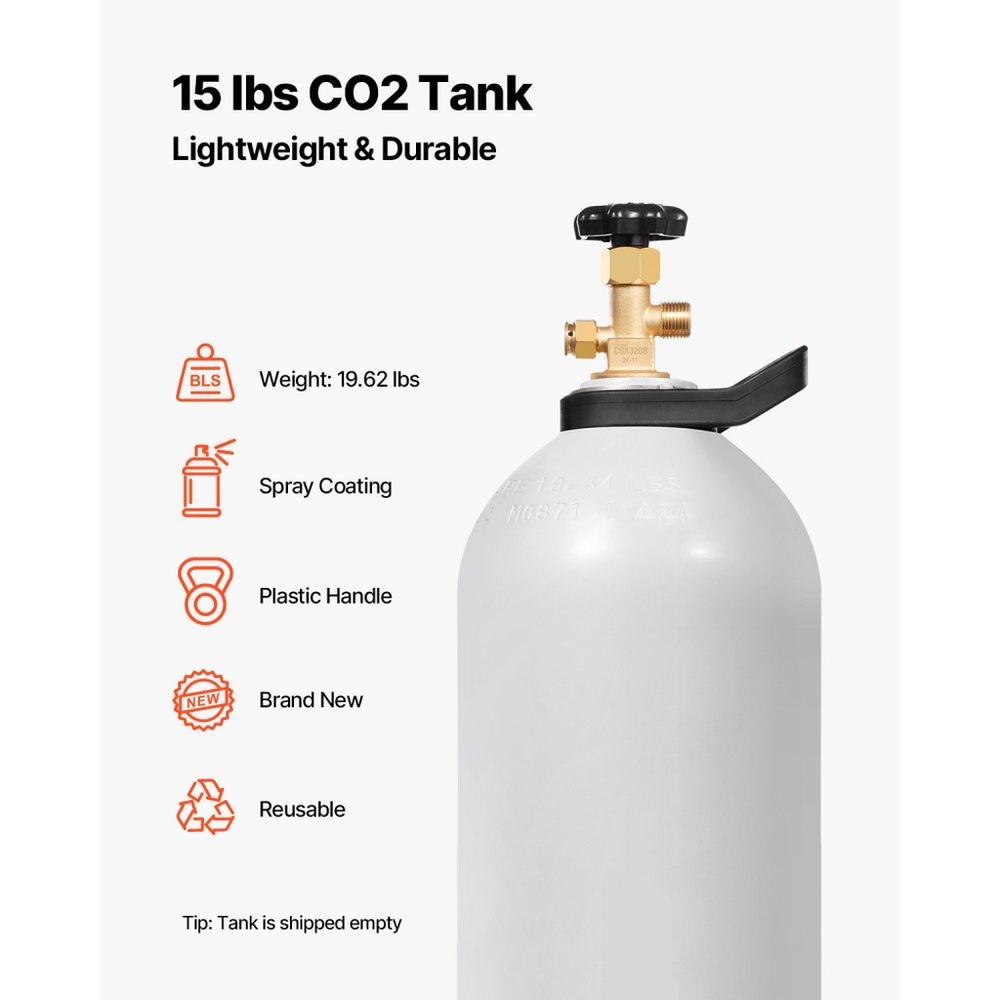 CO2 Tank 15 lbs New Aluminum Alloy Gas Cylinder with CGA320 Valve DOT Approved