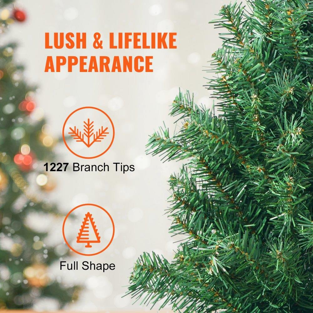 Christmas Tree 65 ft Prelit Artificial Xmas Tree with 450 Multicolor LED Lights 1227 Branch Tips and Metal Base for Home Party Office Decoration