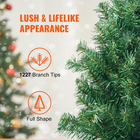 Christmas Tree 65 ft Prelit Artificial Xmas Tree with 450 Multicolor LED Lights 1227 Branch Tips and Metal Base for Home Party Office Decoration