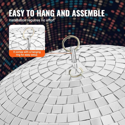 Mirror Disco Ball, Large 20 Inch Party Mirror Ball with Hanging Ring, Lightning Disco Ball Party Decorations, Ideal for DJ Club, Stage, Wedding, Birthday, Christmas, New Years Celebration