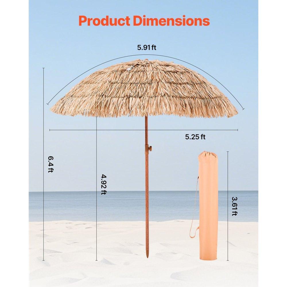 Tiki Umbrella Thatched Patio Umbrella 6.5 ft Poolside Patio Beach Umbrella