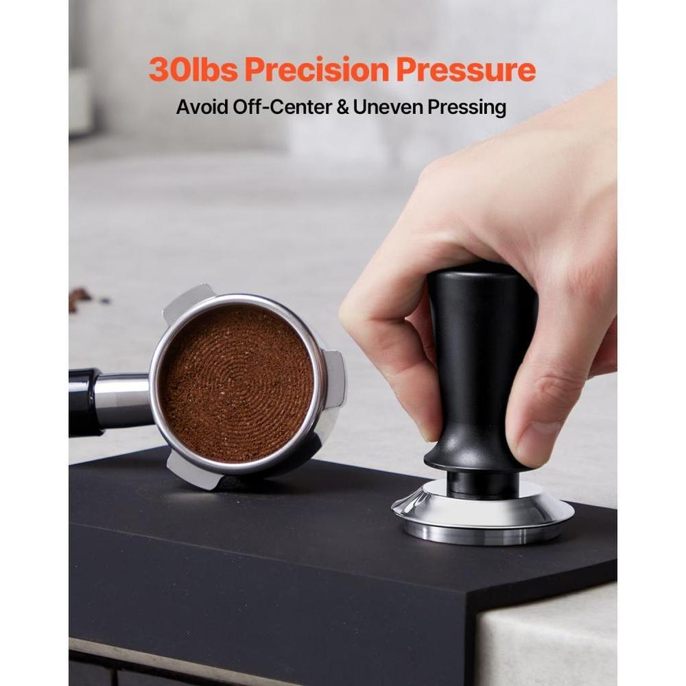 Espresso Tamper 53mm, Spring Loaded Coffee Tamper, 30 lbs Tamper Tool Espresso, Stainless Tamper with Non-Slip Grip