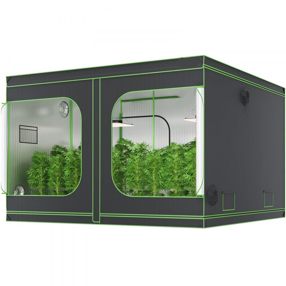 10x10 Grow Tent, 120'' x 120'' x 80'', High Reflective 600D Mylar Hydroponic Growing Tent with Observation Window, Tool Bag and Floor Tray for Indoor Plants Growing