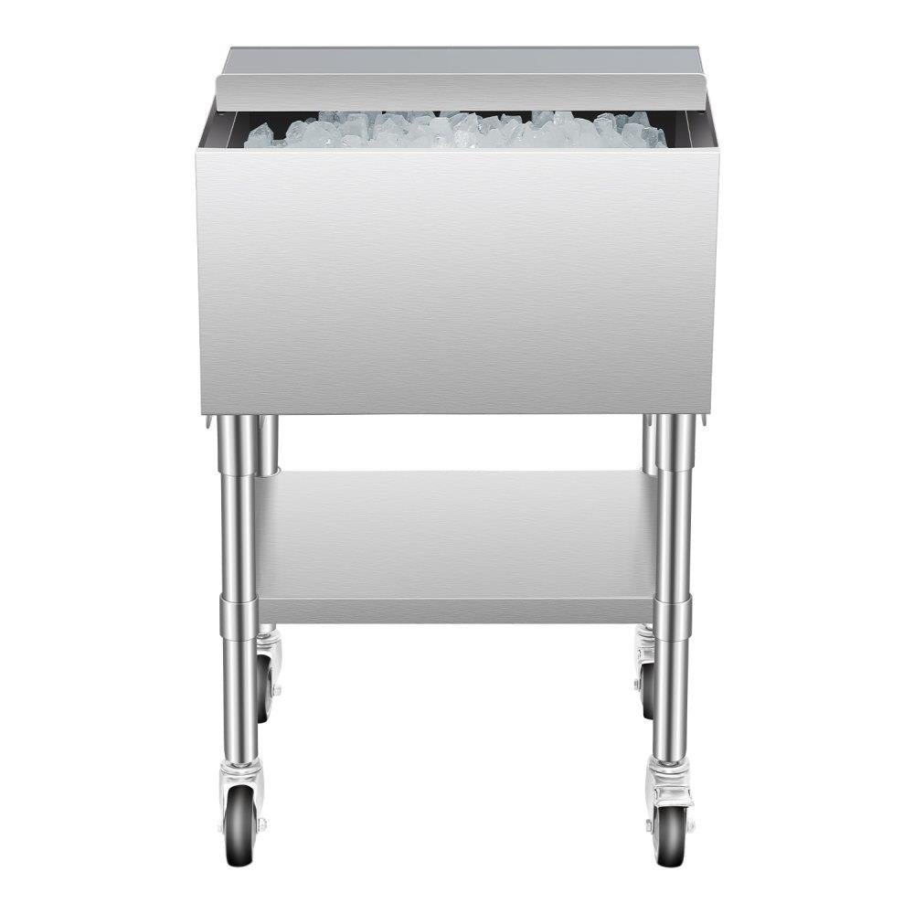Commercial Ice Bin 616 L Rolling Ice Chest on Wheels with Bottom Storage Tray
