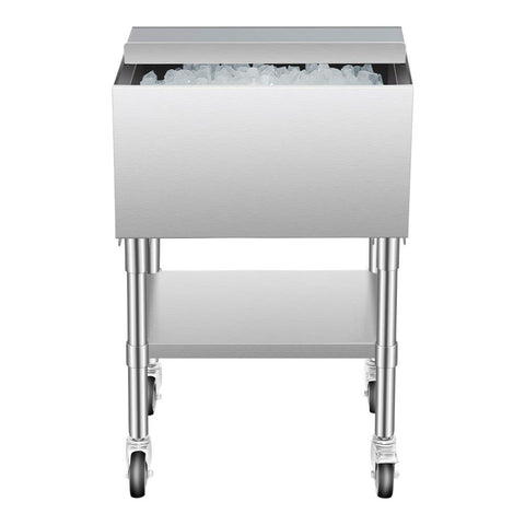 Commercial Ice Bin 616 L Rolling Ice Chest on Wheels with Bottom Storage Tray