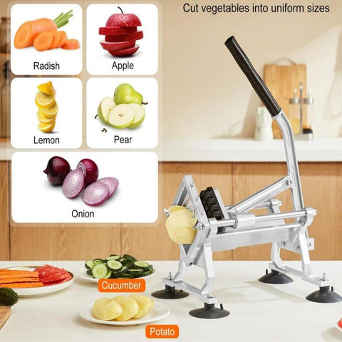 Commercial Vegetable Slicer, 1/2 inch Fruit Slicer, Stainless Steel and Aluminum Alloy Vegetable Cutter Slicer Machine, Manual Slicer with Non-slip Feet, for Radishes, Onions, Potatoes, Lemons