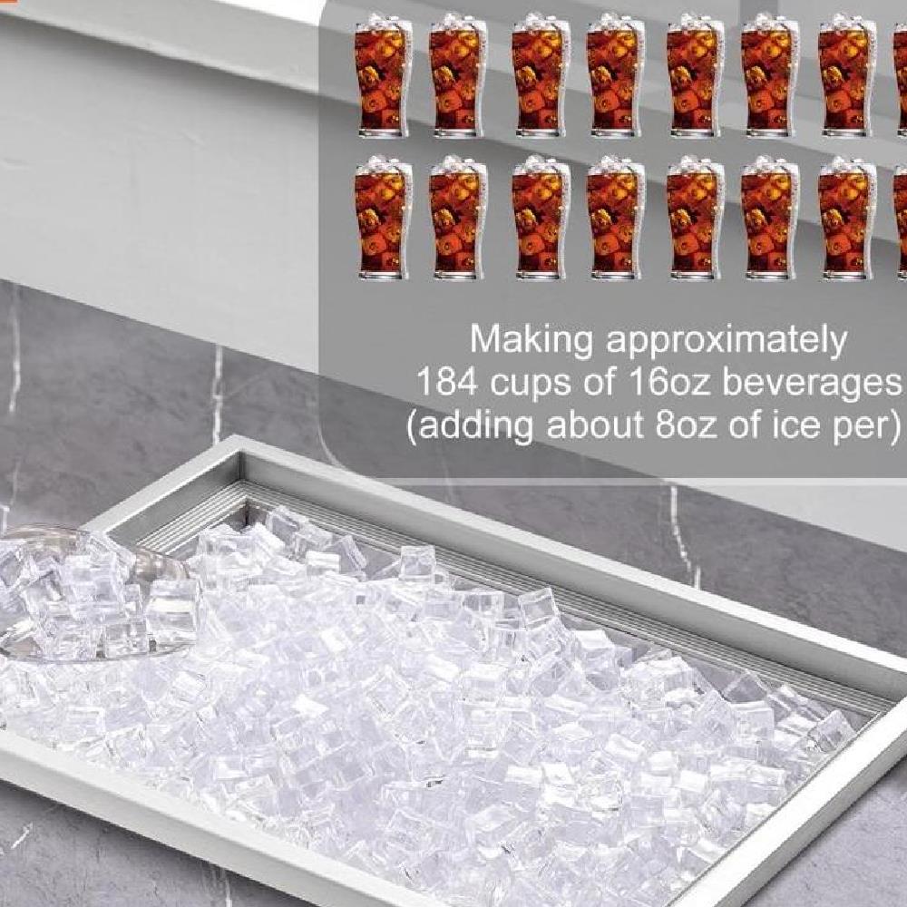 Drop in Ice Chest, 22"L x 17"W x 12"H Stainless Steel Ice Cooler, Commercial Ice Bin with Cover, 40 qt Outdoor Kitchen Ice Bar, Drain-pipe and Drain Plug Included, for Cold Wine Beer