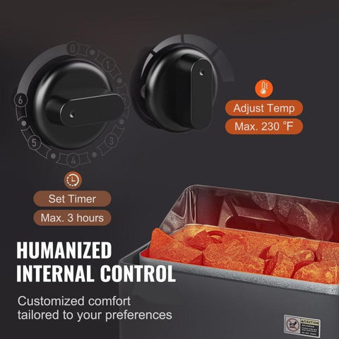 6KW 220V Electric Sauna Heater Stove with Built In Controls 3 Hour Timer Adjustable Temperature for 176 to 318 Cubic Feet Home Hotel Spa Use FCC Certified
