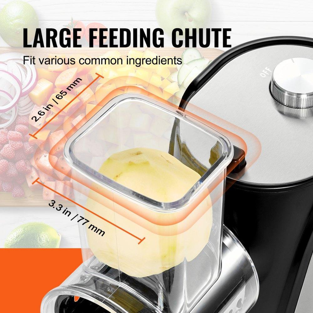 Electric Cheese Grater Salad Maker, 250W Salad Shooter, Electric Vegetable Slicer Shredder Chopper for Fruits with 5 Attachments, Stainless Steel Food Cutter for Vegetables, and Cheeses
