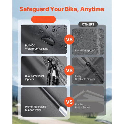 Bike Storage Tent, 5+ Bikes, Outdoor Spacious Bike Storage Tent with Ventilated Window, Waterproof Fan-Shaped Bike Tent with High Strength Fiberglass & Dual Zippers, Fit for Bicycle