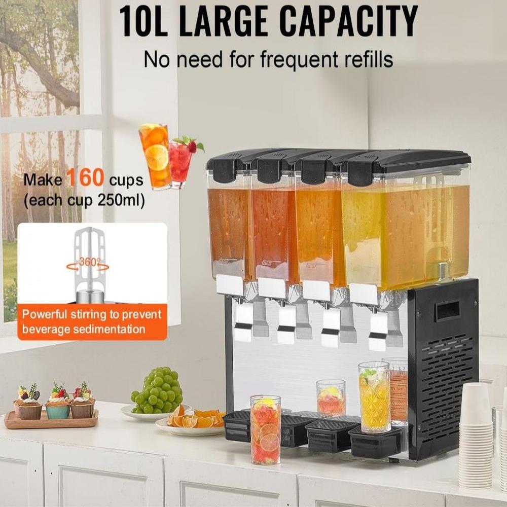 Commercial Beverage Dispenser 18L x 3 Tanks Cold Juice Ice Drink Dispenser