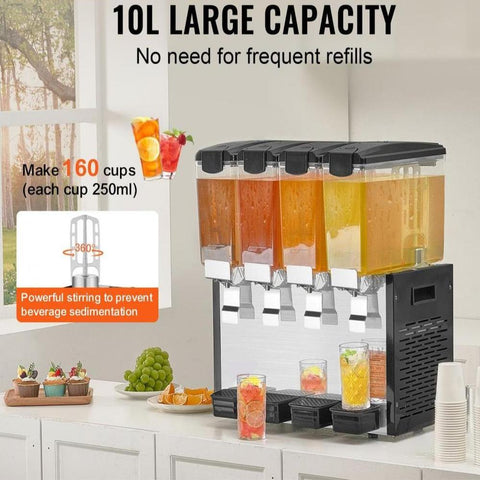 Commercial Beverage Dispenser 18L x 3 Tanks Cold Juice Ice Drink Dispenser