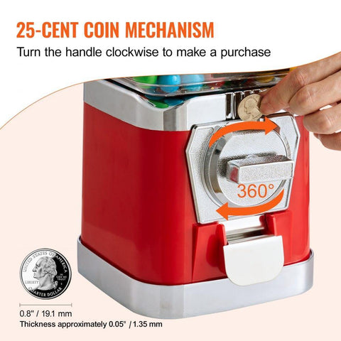 Gumball Machine for Kids, 17"H Home Candy Vending Machine, PC Gumball Dispenser, Bubble Gum Machine for Game Stores, Coin Operated Gumball Bank for Toy Capsules Bouncy Balls Candy, Red