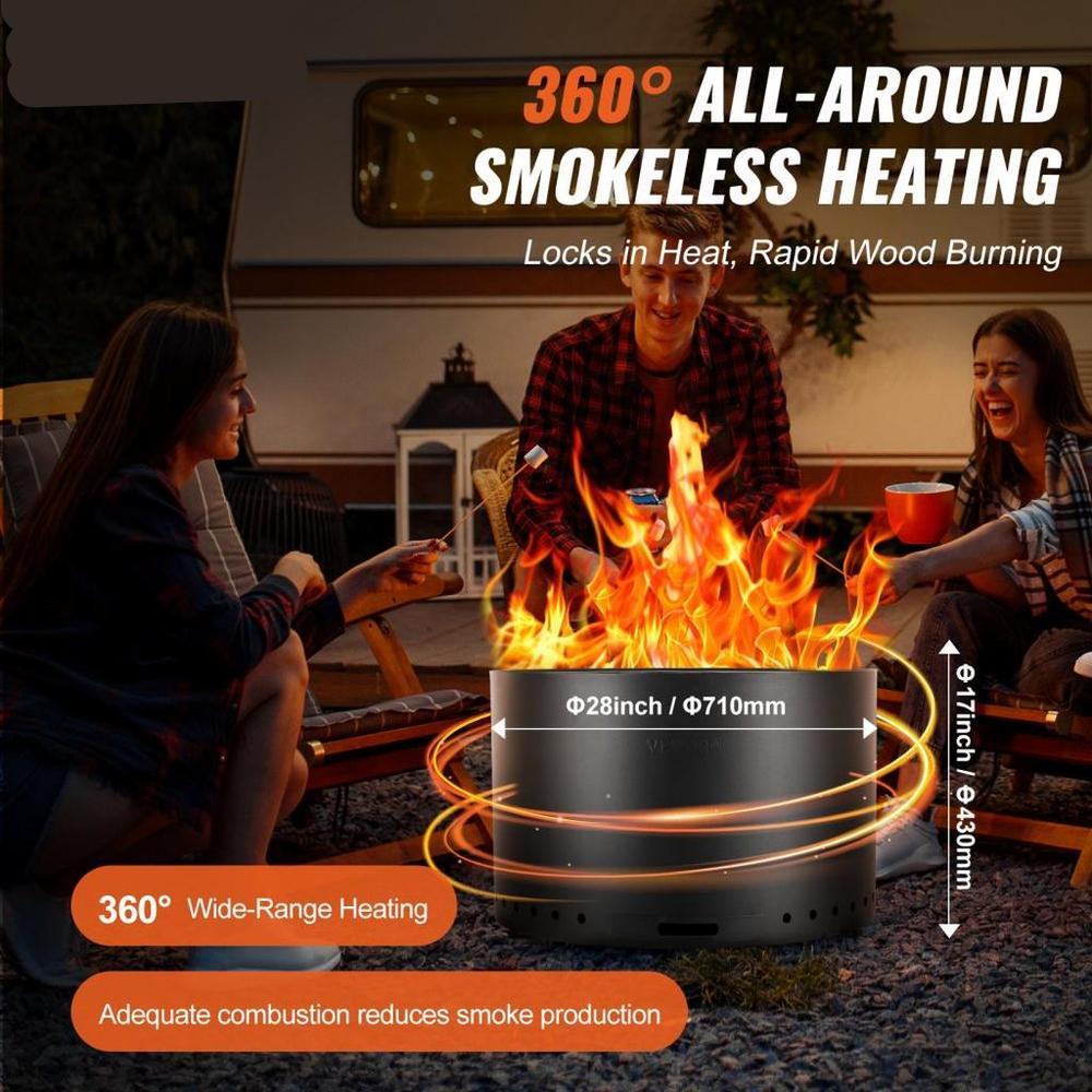 Smokeless Fire Pit Stove Bonfire 28 in Dia Wood Burning Stainless Steel