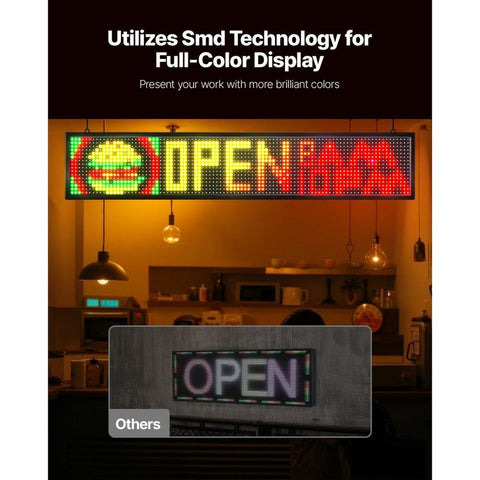 40x8 in Programmable LED Sign Digital Scrolling Display Board P10 Full-color