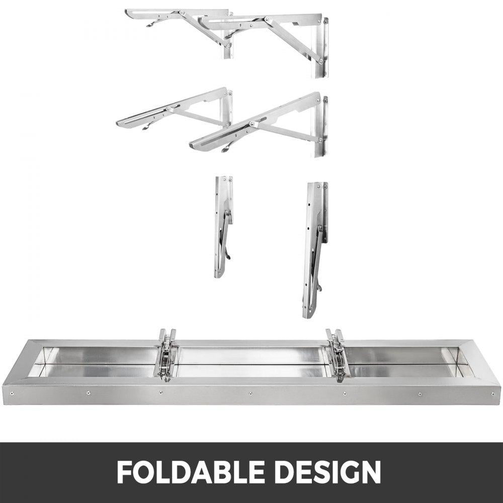 Concession Shelf 48L x 12W Inch Stainless Steel Drop Down Folding Serving Food Shelf Stand Serving for Concession Trailer Serving Window
