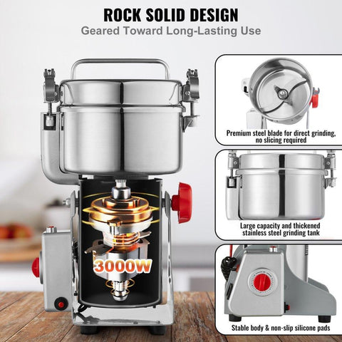1000g Commercial Electric Spice and Grain Grinder High Speed