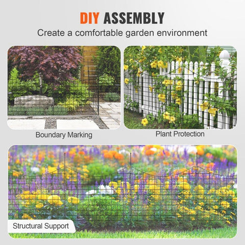 Garden Fence, 36.6in(H) x29.5in(L) Animal Barrier Fence, Underground Decorative Garden Fencing with 2.5 Inch Spike Spacing, Metal Dog Fence for the Yard and Outdoor Patio, 5 Pack