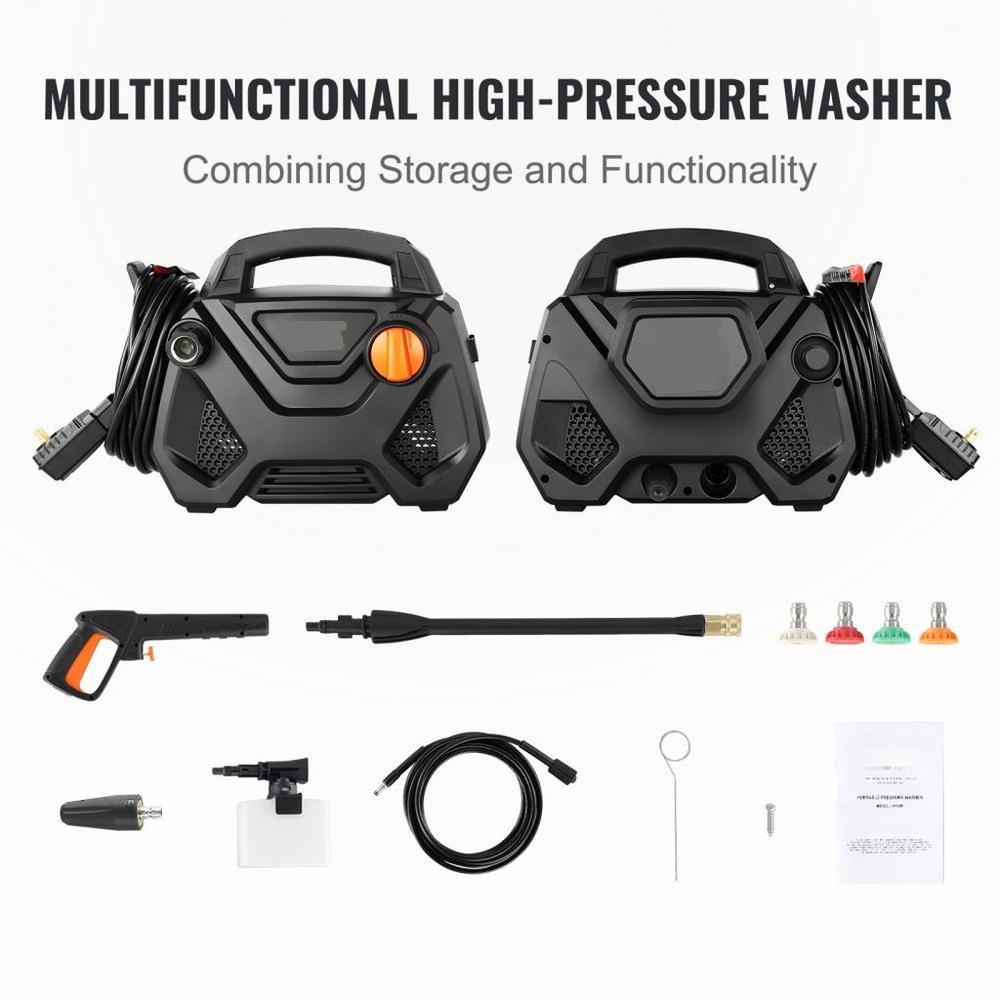 Electric Pressure Washer, 2150-PSI 1.85-GPM, Foam Cannon High-Pressure with 5 Different Nozzle, 20ft Hose/35ft Cord Lightweight Washer, Portable Cleans Cars/Fences/Patios/Furniture/Floor/Window