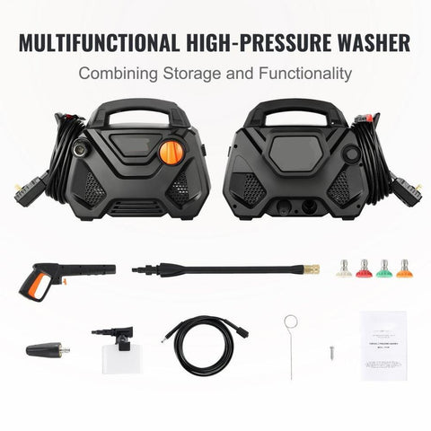 Electric Pressure Washer, 2150-PSI 1.85-GPM, Foam Cannon High-Pressure with 5 Different Nozzle, 20ft Hose/35ft Cord Lightweight Washer, Portable Cleans Cars/Fences/Patios/Furniture/Floor/Window