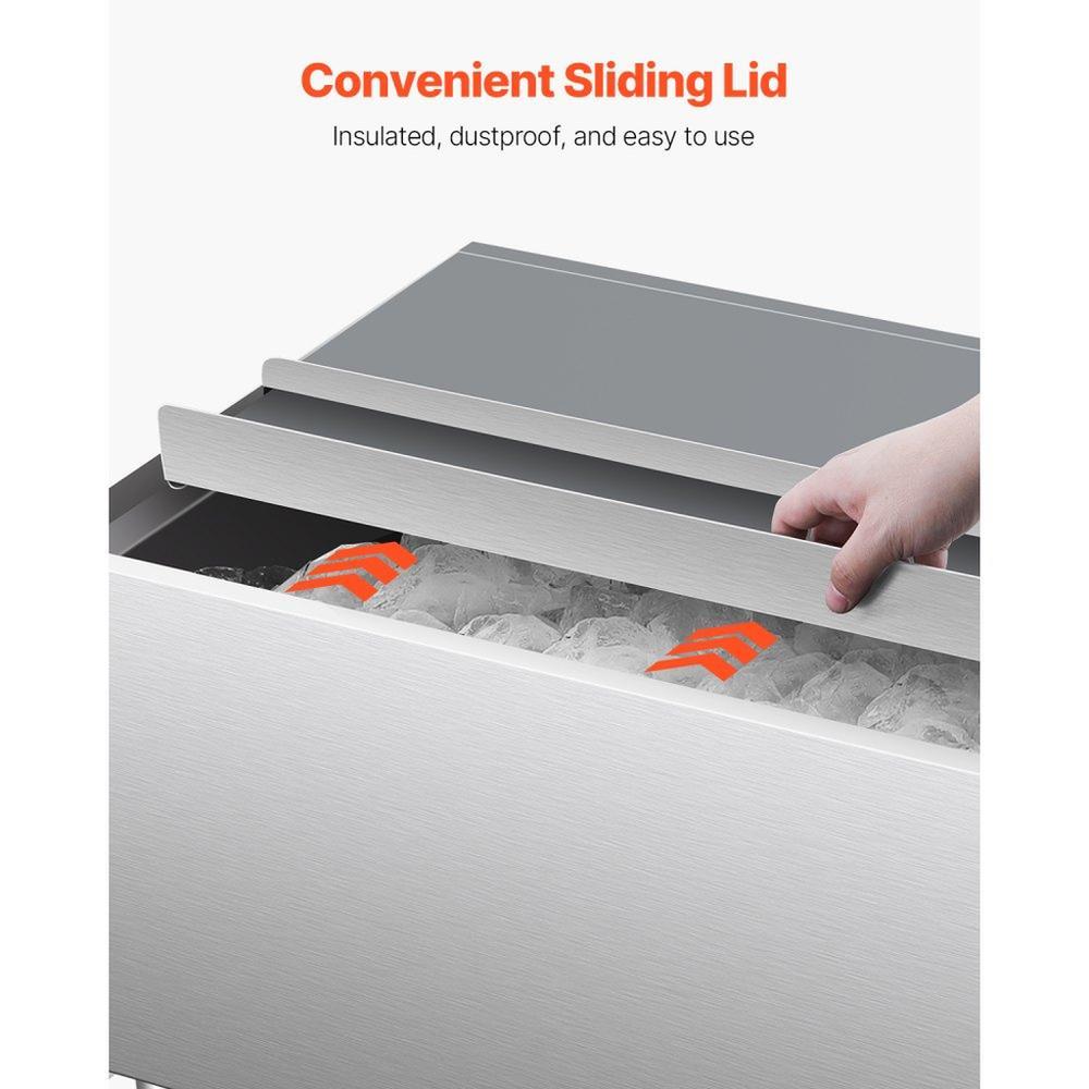 Commercial Ice Bin 616 L Rolling Ice Chest on Wheels with Bottom Storage Tray