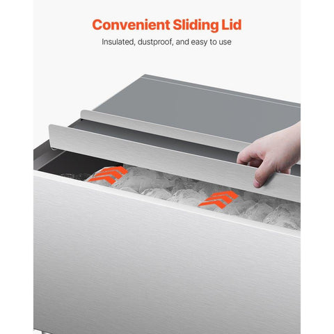 Commercial Ice Bin 616 L Rolling Ice Chest on Wheels with Bottom Storage Tray