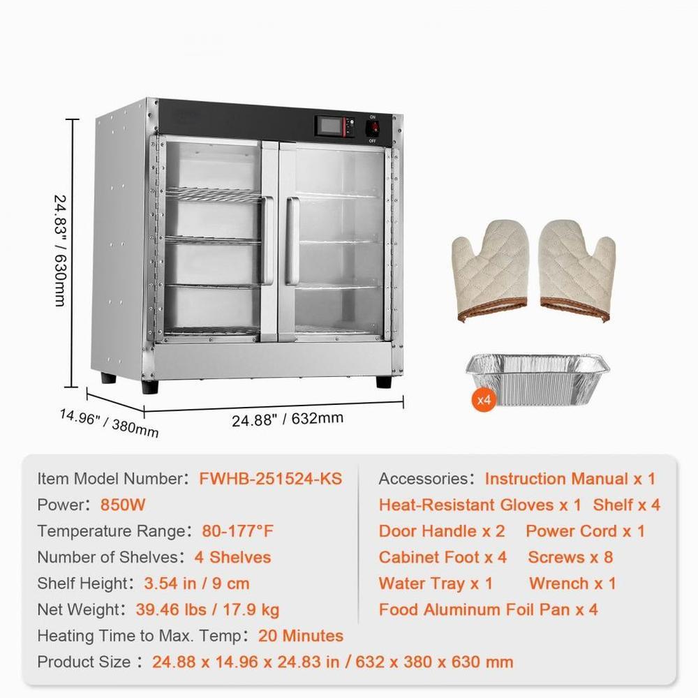 Hot Box Food Warmer 4-Tier Concession Warming Cabinet with Water Tray for Pizza