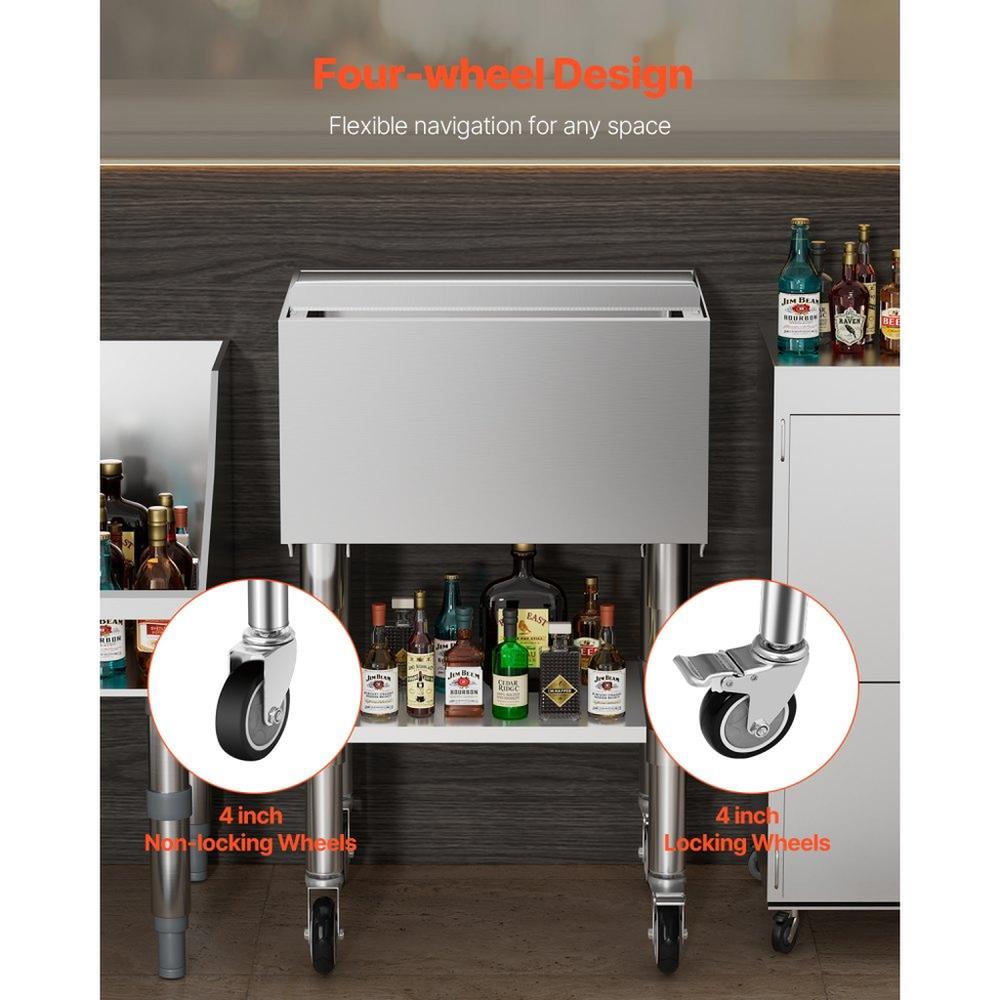 Commercial Ice Bin 616 L Rolling Ice Chest on Wheels with Bottom Storage Tray