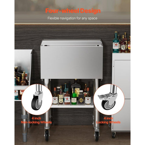 Commercial Ice Bin 616 L Rolling Ice Chest on Wheels with Bottom Storage Tray