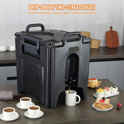 Insulated Beverage Dispenser, 10 Gallon, Food-grade LL9450UP Hot and Cold Beverage Server, Thermal Drink Dispenser Cooler with 1.18 in PU Layer Two-Stage Faucet Handle, for Restaurant Drink Shop