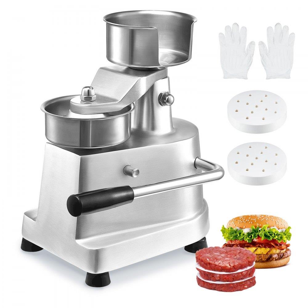 Commercial Burger Patty Maker, 100mm/4inch Hamburger Beef Patty Maker, Heavy Duty Food-Grade Stainless Steel Bowl Burger Press Machine, Kitchen Meat Forming Processor with 1000 Pcs Patty Papers